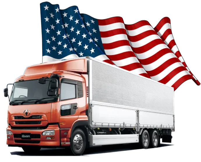 Semi truck with American flag